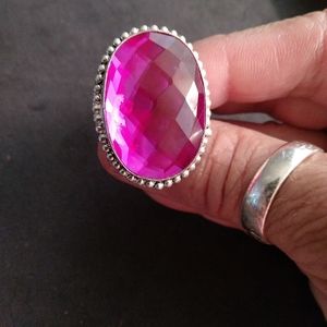 SALE! Vintage But New Hot Pink Tourmaline Sterling Silver Ring Marked 925
